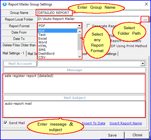 Report-Mailer Group-Settings